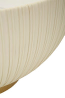 Tavolino da Caffè Elge Ø71x38 cm in Ferro e Ceramica e Poliestere Crema e Oro e Bianco      