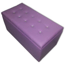 Baule Cassapanca Pouf Contenitore in Similpelle e Cristalli Renier Lilla