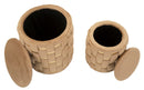 Puff con Contenitore Shanty Oro Set 2 Pz Ø37x42 cm - Ø28x35 cm in Ferro e MDF e Spugna e Poliestere Oro      