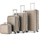 Set 4 Valigie Rigide Trolley Bagaglio con Beauty Case da Viaggio Easy Roll Champagne      