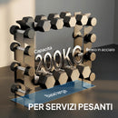 Porta Pesi e Rastrelliera Manubri 70x21x55 cm a 4 Ripiani Carico 200kg in Acciaio Nero      