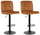 Set 2 Sgabelli 44x38x63/82 cm in Velluto con Base Nera Caramello