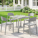 Set 4 Sedie da Giardino Impilabili Struttura in PP Grigio Chiaro      