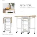 Carrello da Cucina 37x37x77,5 cm 3 Cestini 1 Cassetto e Ribalte Bianco e Legno