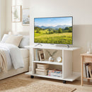 Mobile Porta TV Moderno 80x40x40 cm con Ripiani Ruote Girevoli e Freni Bianco      