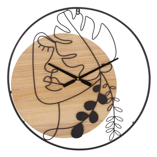 sconto Orologio da Muro Elegant 60x2x60 cm in Ferro e MDF Nero e Marrone