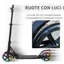 Monopattino per Ragazzi Pieghevole Regolabile Ruote Luminose in Alluminio Nero