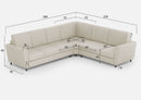 Divano Angolare 6 Posti 288x228x85 cm Yasel in Tessuto Latte