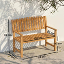 Panchina da Giardino 2 Persone 112x64x92 cm Seduta e Schienale a Doghe in Legno Acacia FSC Naturale      