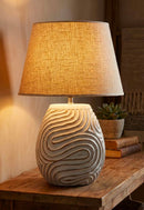 Lampada da Tavolo Resina Oblix Ø35x55 cm in Resina e Ferro e Tessuto Multicolor      
