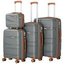 Set 4 Valigie Trolley da Viaggio con Beauty Rivestimento Rigido e Maniglia Telescopica in Polipropilene Grigio      