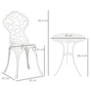 Set Tavolino e 2 Sedie da Giardino in Alluminio Bianco