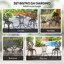 Set 3 Pezzi da Giardino con 2 Sedie e Tavolo Rotondo con Foro per Ombrellone in Alluminio Bronzo      