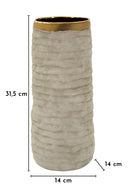 Vaso Lima Open Ø14x31,5 cm in Ceramica Grigio e Oro      