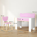 Banco Scuola con Sedia per Bambini Schienale a Orsetto Età 3-8 Anni in MDF e Legno Rosa   