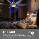 Ventilatore da Soffitto 6 Pale e Lampada LED Ø132x40 cm 6 Velocità Argento