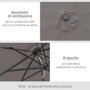 Ombrellone da Giardino Inclinabile Ø265 cm con 32 Luci LED Solari e Manovella Grigio      