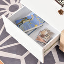 Tavolino Basso con 2 Cassetti 110x60x45 cm in MDF e Metallo Bianco e Rovere