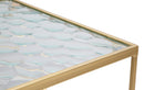 Tavolinetti Glassy Coppia 31,5x31,5x68 cm - 28x28x64 cm in Ferro e Vetro Oro      