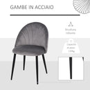 Set 2 Sedie Imbottite 50x54x79 cm in Velluto  Grigio