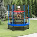 Trampolino Tappeto Elastico per Bambini da 3 Anni con Rete di Protezione e Corde Bungee  Ø140x160 cm  Blu