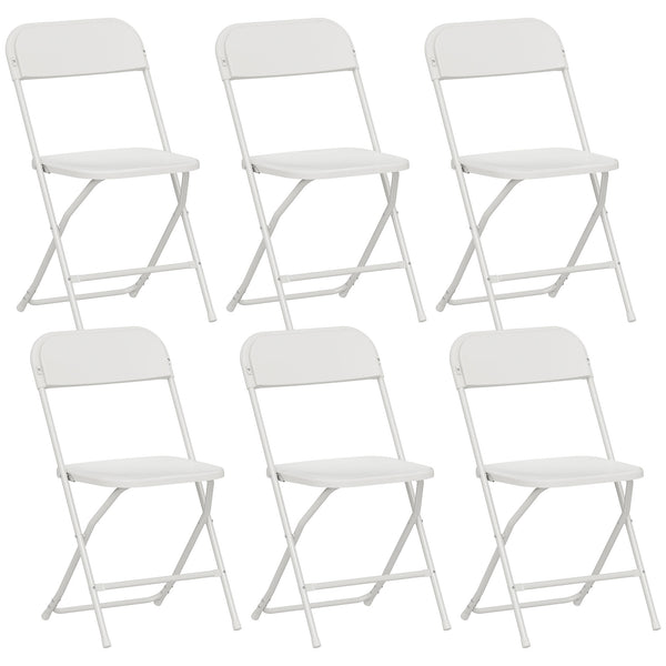 Set 6 Sedie Pieghevoli 45x49x79,5 cm con Fori di Drenaggio in Plastica e Metallo Bianco prezzo