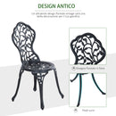 Set 3 Pezzi da Giardino con 2 Sedie da Esterno e Tavolo Rotondo in Alluminio Nero      