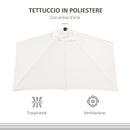 Mezzo Ombrellone da Giardino Mezzaluna 230 x130x245 cm con Apertura a Manovella Crema