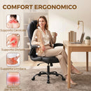 Sedia Ufficio Girevole 71x71x120-130 cm Funzione Dondolo Braccioli Ribaltabili Schienale Alto in Pelle PU Nero      