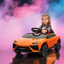 Macchina Elettrica per Bambini 101.5x49x43 cm Licenza Lamborghini 12V con Luci LED Clacson e Telecomando Arancione      
