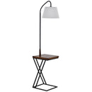 Lampada da Terra con Ripiano in Acciaio e Legno 36x36x165 cm 