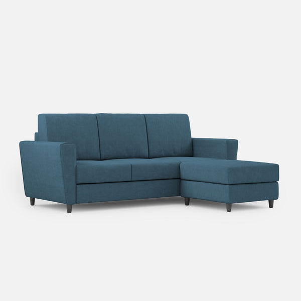 Divano 3 Posti con Pouf 212x155x85 cm Yasel in Tessuto Avio prezzo