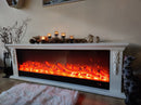 Camino Elettrico da Pavimento 60x180x33 cm Effetto Fiamma 1500W Skyline Bianco