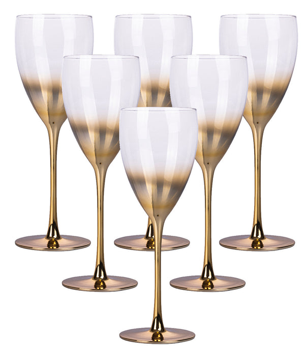 acquista Set 6 Calici Vino Très Chic in Vetro VdE Tivoli 1996 Gold