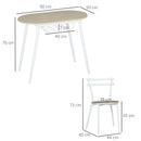 Set Tavolo e 2 Sedie  da Giardino in MDF e Acciaio Bianco e Legno