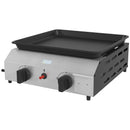 Piastra Barbecue a Gas con 2 Bruciatori Piano Antiaderente e Potenza 4.8kw Argento