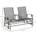 Dondolo 2 Posti da Giardino 81x148x100 cm con Tavolino in Ferro e Textilene Marrone
