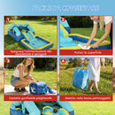 Castello Gonfiabile per Bambini 364 x 173 x 182 cm Scivolo Trampolino Piscina per  Palline o Acqua Canestro in Tessuto Oxford Blu      