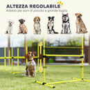 Set 4 Ostacoli Agility Dog per Addestramento Cani ad Altezza Regolabile con Borsa da Trasporto Giallo      