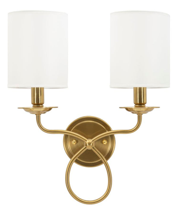 Lampada da Muro Zagabria 35,5x17x43 cm in Ferro e Tessuto Oro e Bianco sconto