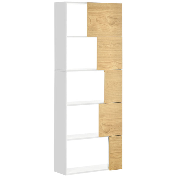 sconto Libreria con Scaffali 5 Ripiani 63x22x166 cm in Legno e Metallo Bianco e Naturale