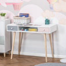 Scrivania per Bambini 100x48x76,5 cm in Legno di Pino e MDF Bianco Rosa e Grigio