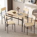 Set da Pranzo 5 Pezzi con Tavolo Rettangolare e 4 Sedie da Pranzo in MDF e Gambe in Metallo Nero e color Legno    