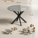 Tavolo Pieghevole 2-6 Persone Ø110x76 cm Ali Pieghevoli Struttura Acciaio Doppia X Grigio Cemento      