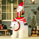 Babbo Natale Gonfiabile con Orso Polare 130x80x180 cm con Luci LED per Esterno e Interno