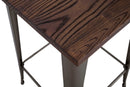 Tavolo Bar Detroit Quadrato 60x60x105 cm in Ferro e ELM Legno
