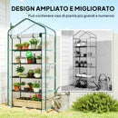 Serra a Casetta a 5 Livelli 90x49x193 cm con Ingresso Avvolgibile in Acciaio e Polietilene Trasparente      