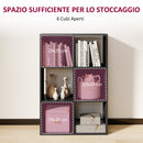 Libreria a Cubi con 6 Ripiani Portaoggetti, in Legno, 61.5x29.5x91.5 cm, Nero      