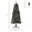 Albero di Natale Artificiale Innevato 150 cm 360 Rami con Bacche Verde