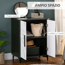 Mobile Multiuso 2 Ante 60x41,5x80 cm in MDF e Acciaio Nero e Bianco
